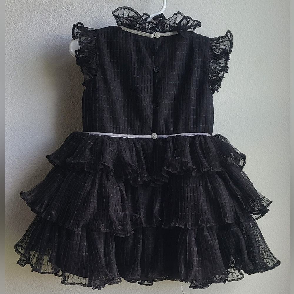 Janie and Jack- Girl's Black Dot Tiered Tulle Dress, Sz 2T - Picture 4 of 5